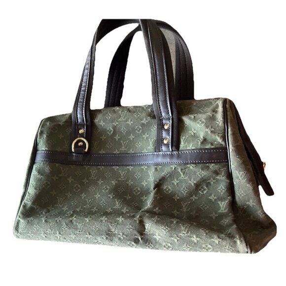 LOUIS VUITTON Josephine GM Monogram Authentic Green Khaki Brown Mini Lin Handbag - Picture 1 of 16